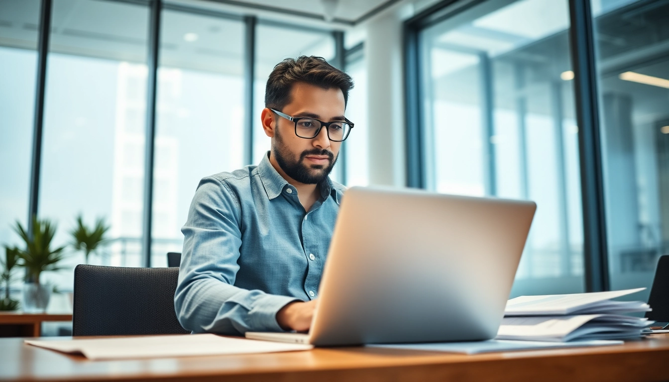 Headhunter Ingenieure bei einer Beratungssitzung im modernen Büro, Laptop und Bewerbungsunterlagen sichtbar.