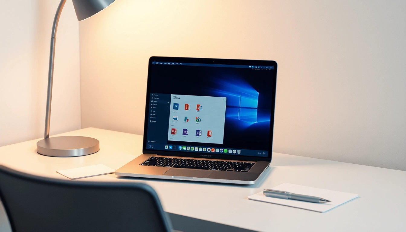 Moderne Arbeitsumgebung mit Office 2024 Mac Download deutsch auf einem MacBook, das eine kreative Atmosphäre schafft.