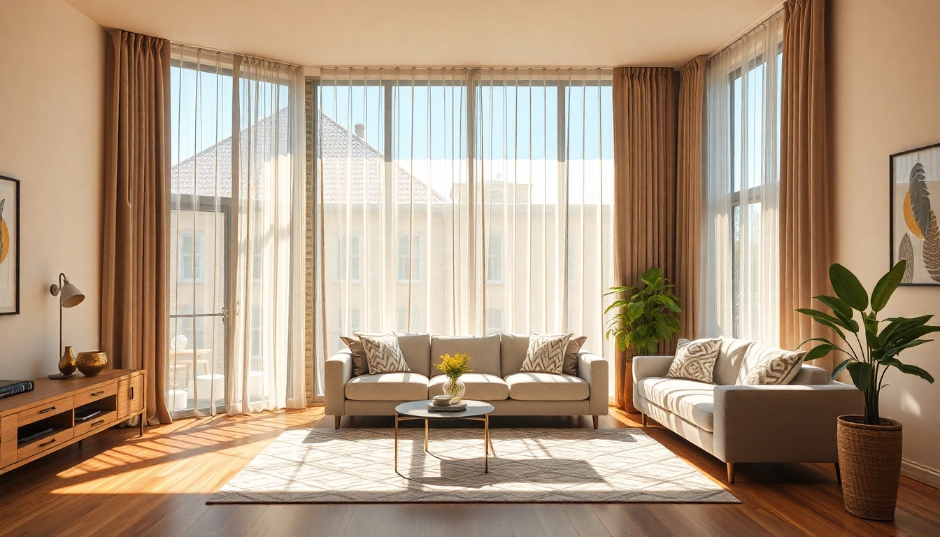 Gestalten Sie Ihr Zuhause mit Plissee Maßanfertigung, die in einem modernen Wohnzimmer für Licht und Stil sorgt.