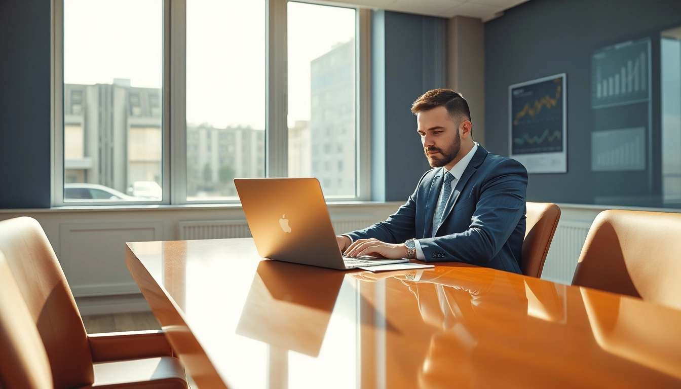 Headhunter Finance, präsentiert in einem modernen Büro, arbeitet an Finanzunterlagen und zeigt Professionalität und Engagement.