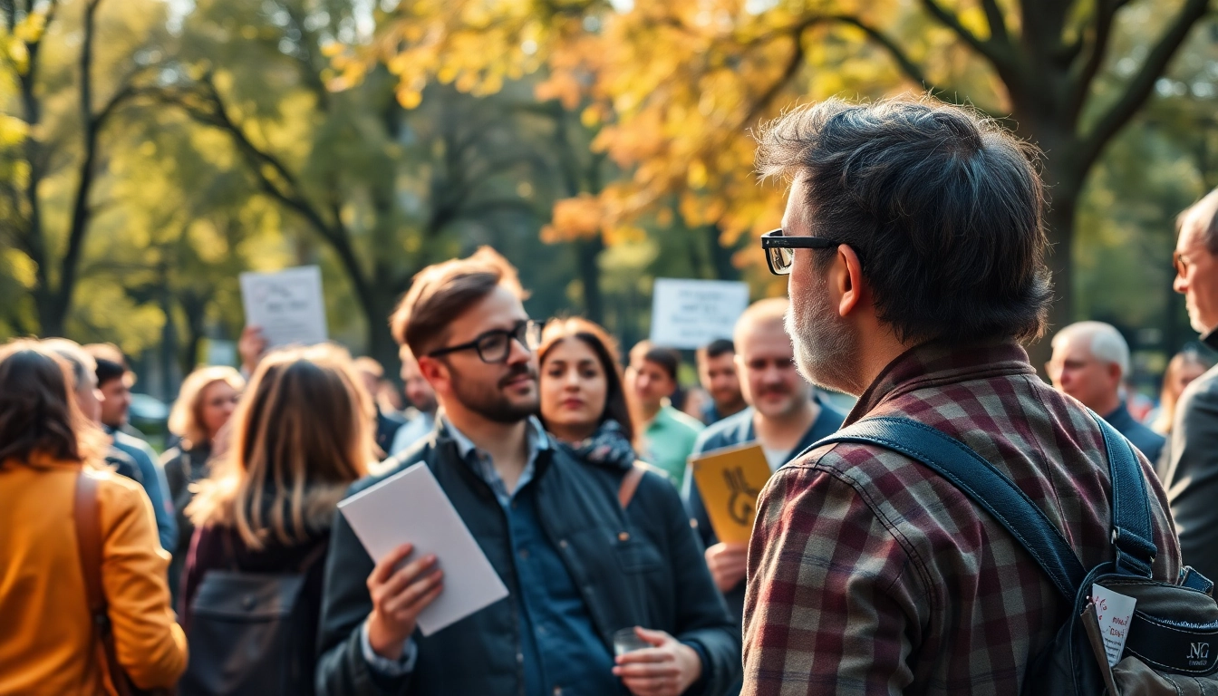 Diskutieren über Politik und Meinung in einem Stadtpark, wo Bürger aktiv teilnehmen und ihr Engagement zeigen.