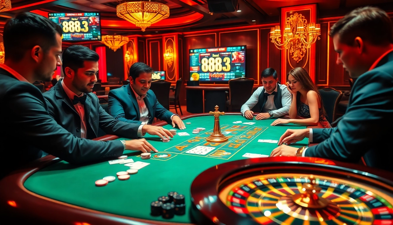 Professional players participating in an intense game of poker highlighting the thrill of 88i bet.