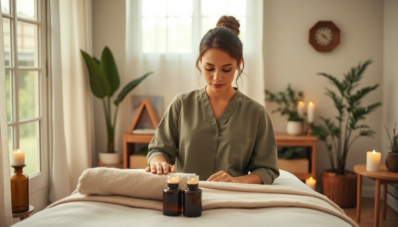 전문 치료사가 차분한 분위기를 조성하는 오산출장마사지의 편안한 장면