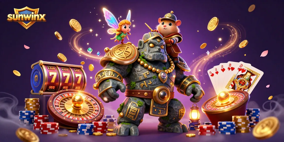 Experience thrilling gameplay at sunwinx with a vibrant 3D casino scene showcasing magical characters and jackpot excitement.