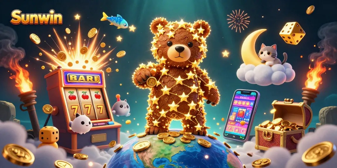 Win big with Sunwin’s exciting games in this ultra-detailed casino scene featuring treasure and jackpots.